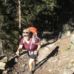 Denise hoofing up the trail