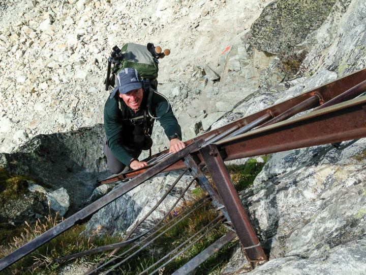 Climbing Pas de Chevres (aka "The Ladders") on Day 6 of the Walkers Haute Route.