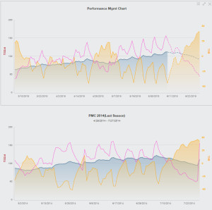 Training Peaks PMC Chart 2015 vs 2014 IMCdA Week 23