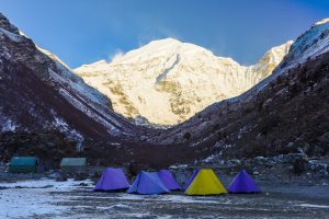 Tents pitched at Chomolhari base camp
